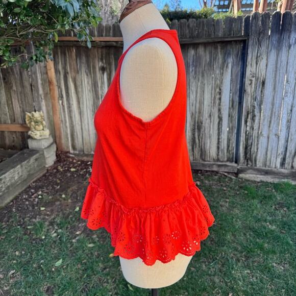 J Crew Eyelet Hem Tank Top In Red Orange Women's Size XS - Picture 6 of 7